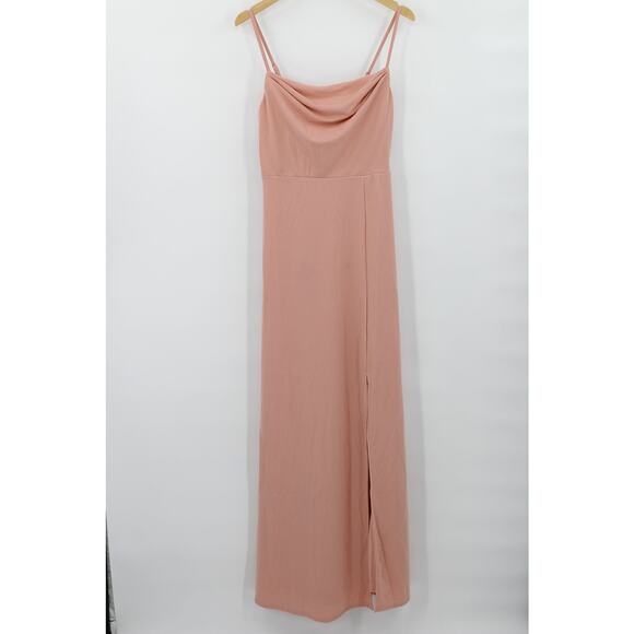 NWT Birdy Grey long rose quartz cowl neck spaghetti strap dress womens medium - Picture 1 of 12